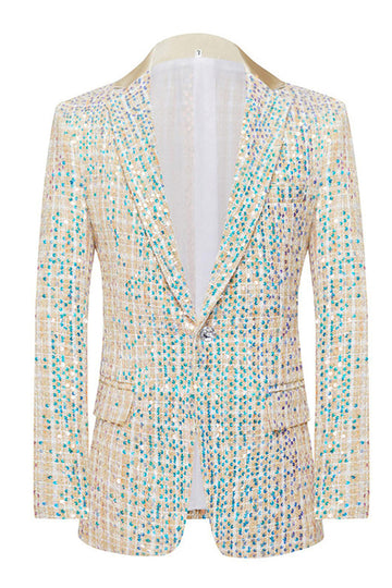Sparkly Champagne 2 Pieces Notched Lapel Men's Prom Suits with Sequins